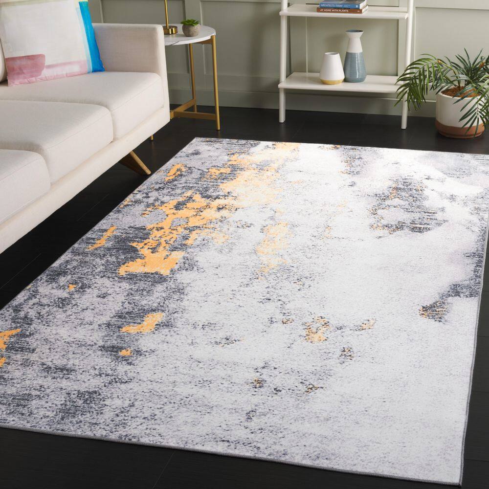 Santa Monica 4 ft. x 6 ft. Gray/Gold Distressed Abstract Washable Area Rug price history on PriceWatchPro