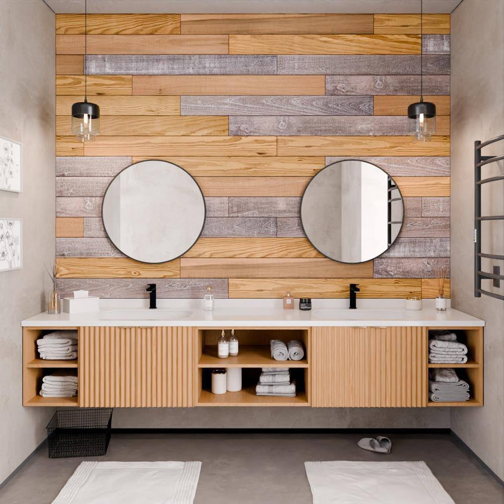 Distressed Antique Brown Poplar Wood Wall Planks, 4 ft