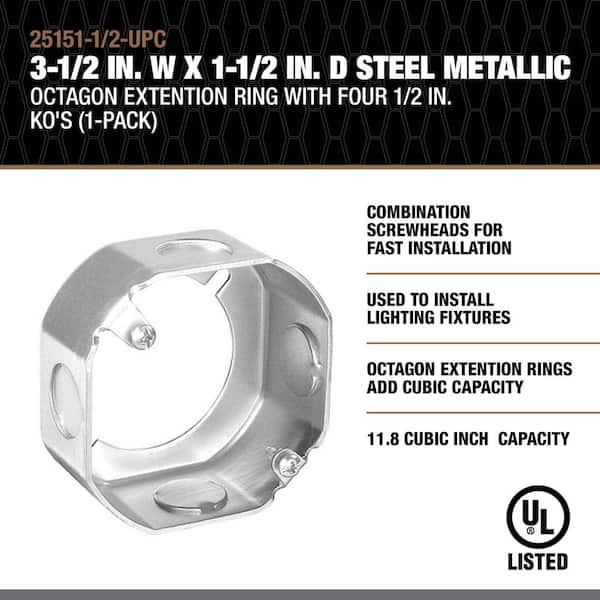 Southwire 3-1/2 in. W x 1-1/2 in. D Steel Metallic Octagon