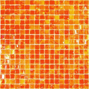 Skosh Glossy Fire Orange 11.6 in. x 11.6 in. Glass Mosaic Wall and Floor Tile (18.69 sq. ft./case) (20-pack)