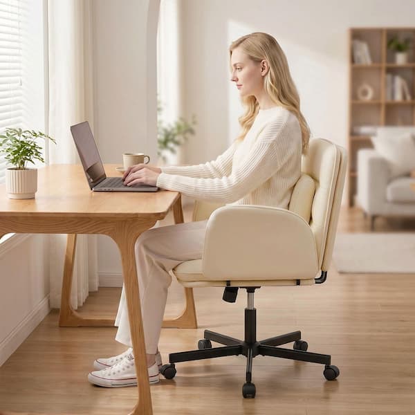 ゴールド スチール椅子 LACOO Comfortable Oversized PU Leather Criss Cross Chair in Beige
