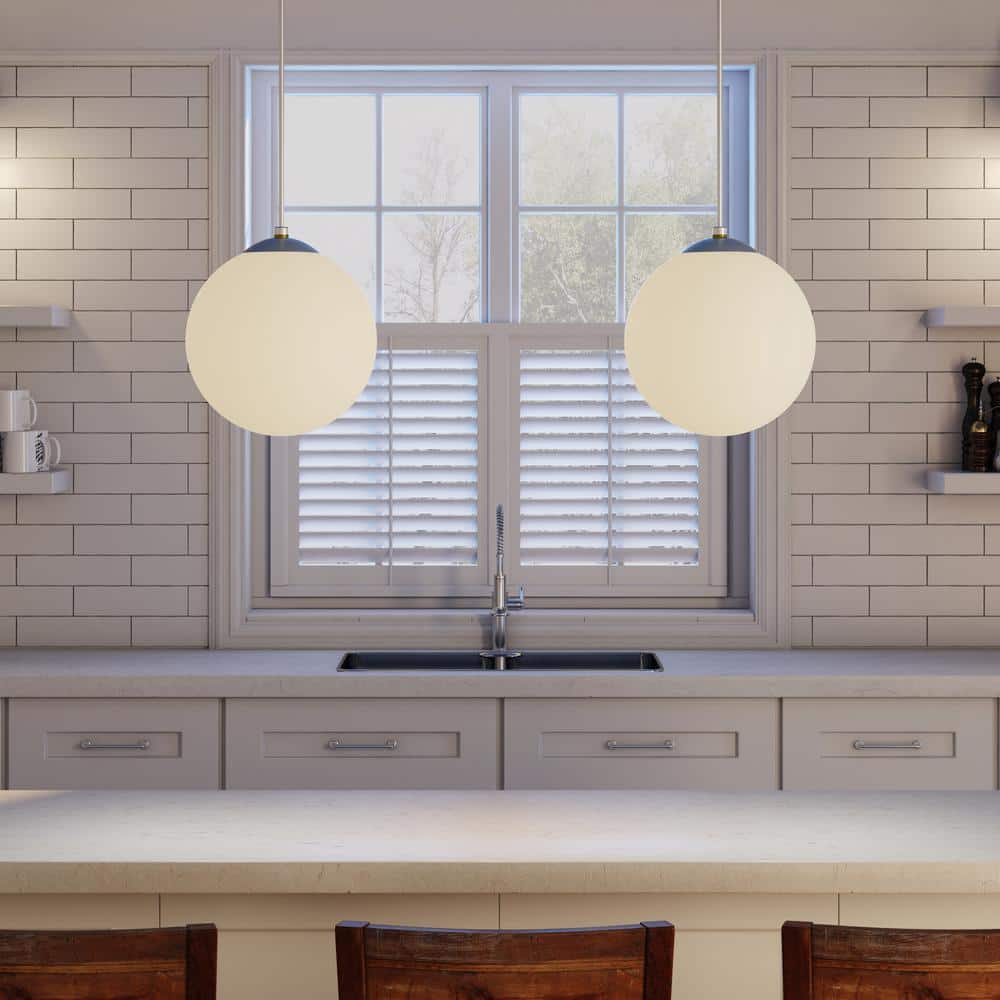 Satin White Glass Globe Pendant Light for Indoor Use