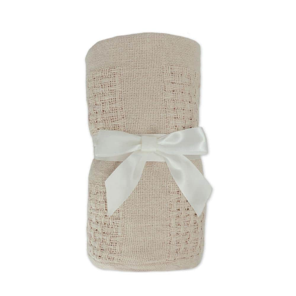 Cozy Harbor Organic Cotton Reversible Throw Blanket, Cream, 50" x 60"