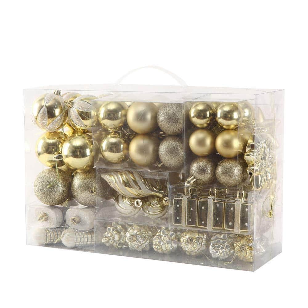 76ct Golden Shatterproof Plastic Christmas Tree Ornaments price history on PriceWatchPro