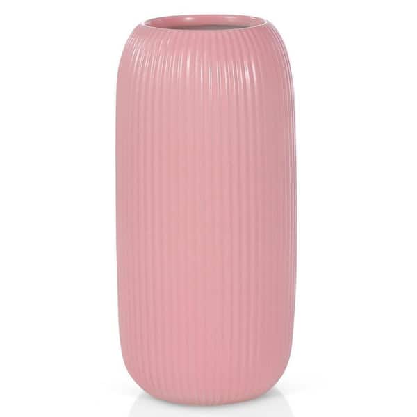 8 in. Pink Cylinder Ceramic Decorative Vase YJ00637 - The Home Depot