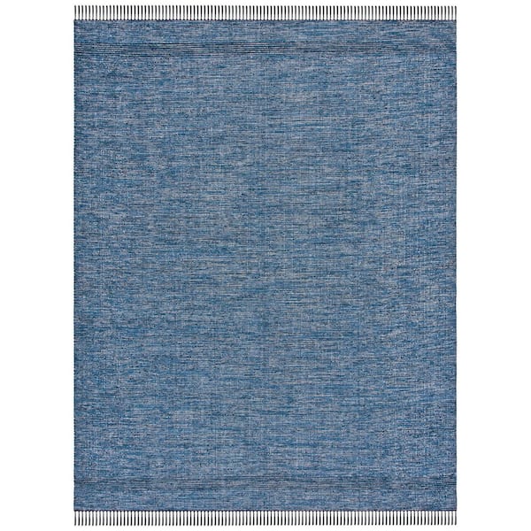 SAFAVIEH Montauk Blue/Black 8 ft. x 10 ft. Solid Color Border Area Rug