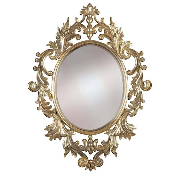 Manor Brook Medium Oval Gold Leaf Beveled Glass Victorian Mirror (38 in. H x 28 in. W)