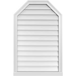 26" x 40" Octagonal Top Surface Mount PVC Gable Vent: Non-Functional with Brickmould Sill Frame