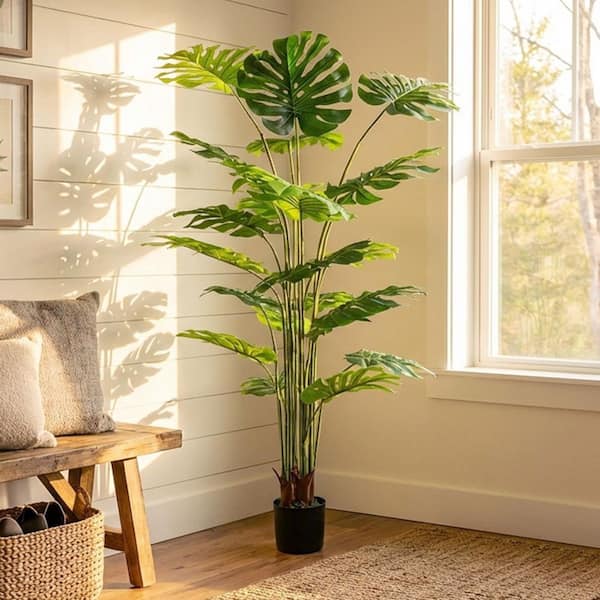 Faux 5.9 ft. Artificial Monstera Deliciosa Tree in Pot for Indoor/Outdoor Decor