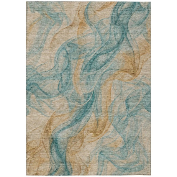 Chantille Machine Washable Indoor/Outdoor Abstract ACN2963 Teal 5 ft. x 7 ft. 6 in. Area Rug