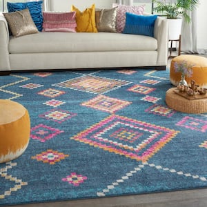 Passion Navy 7 ft. x 10 ft. Geometric Transitional Area Rug