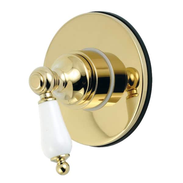 Single-Handle 1-Hole Wall Mount Three-Way Diverter Valve with Trim Kit in Polished Brass