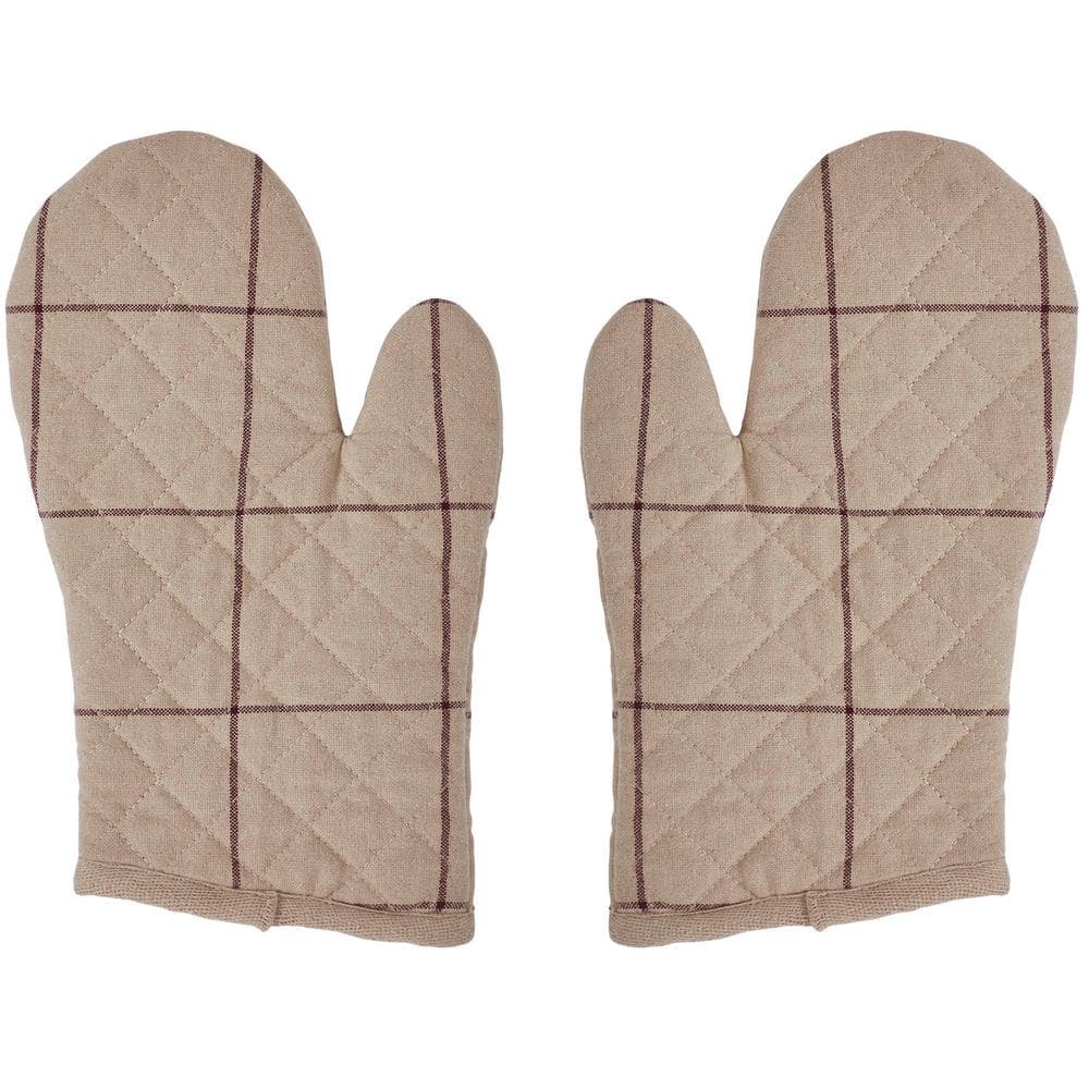 Connell Beige Cotton Quilted Oven Mitt Set