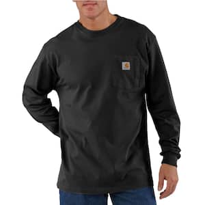 Men's 5X-Large Black Cotton Workwear Pocket Long Sleeve T-Shirt