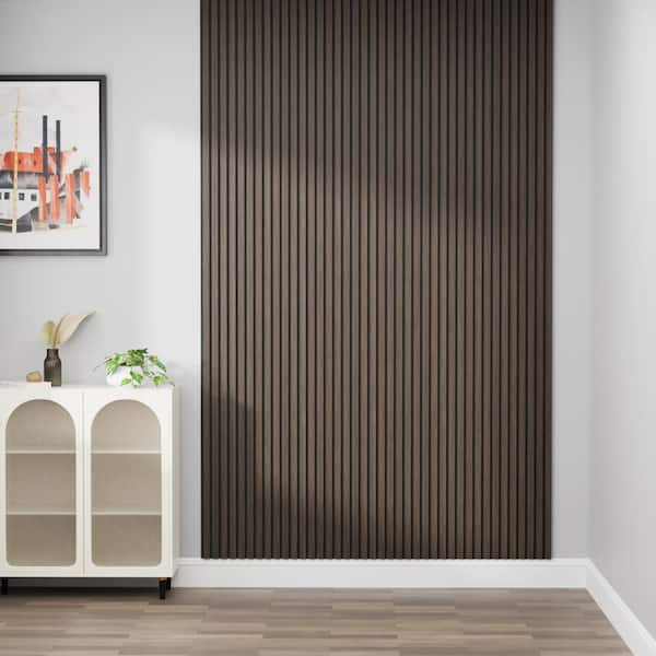 0.7 in. x 94.5 in. x 23.6 in. Walnut Wood Tone Wood Veneer Wrapped Sound Absorbing Decorative Wall Panel (2-Pack)