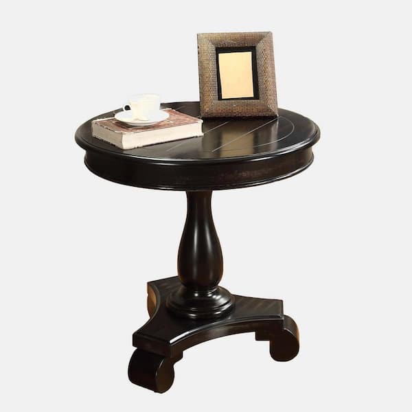 wetiny 26 in. Black Round Wood Pedestal End Table