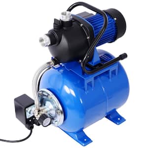 1.6 hp Shallow Well Jet Pump w Pressure Tank, Garden Automatic Water Booster Irrigation Pump for Home Garden Lawn Farm