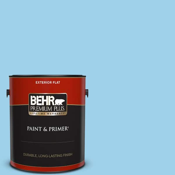 BEHR PREMIUM PLUS 1 gal. #P500-3 Spa Blue Flat Exterior Paint & Primer