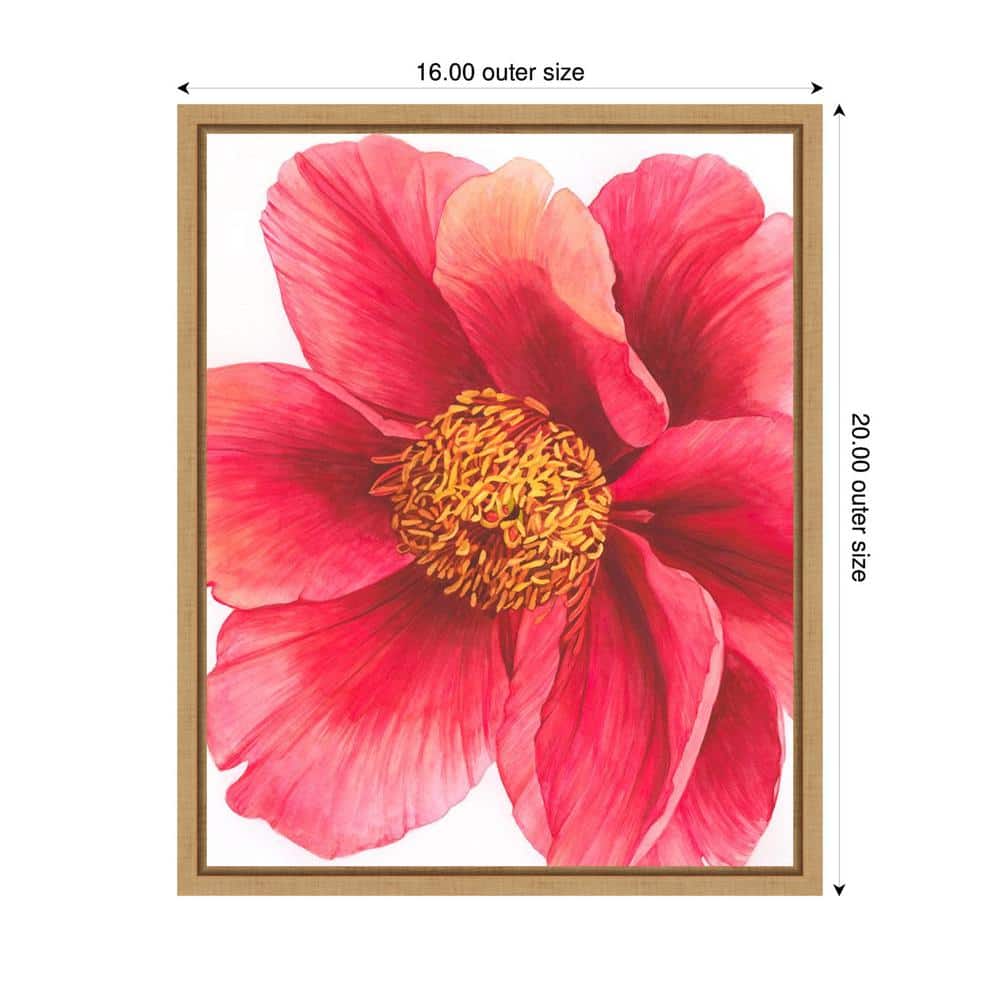 Grace Popp Tree Peony II Red Floral Canvas Art with Maple Frame