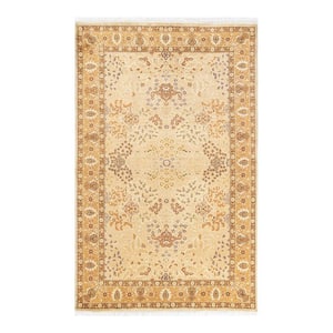 Mogul One-of-a-Kind Traditional Ivory 4 ft. 8 in. x 7 ft. 4 in. Oriental Area Rug