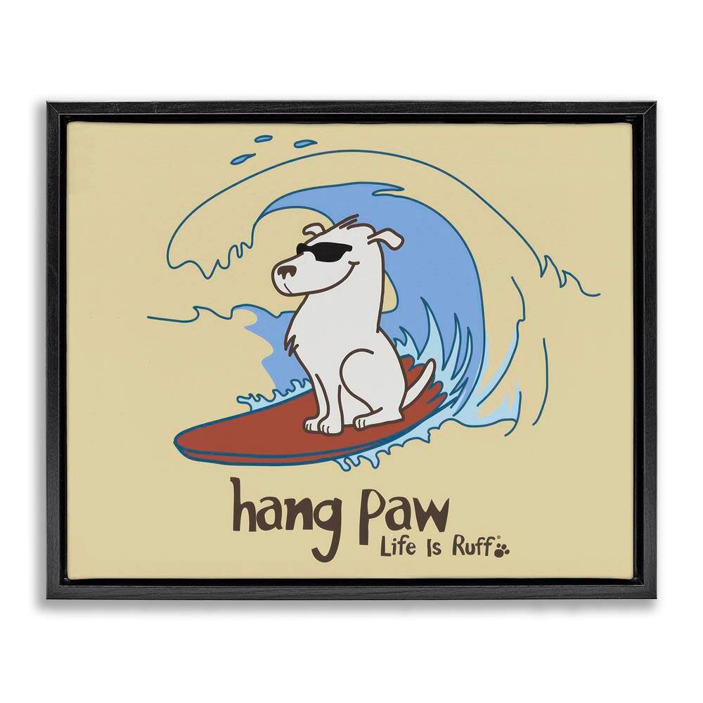Hang Paw Surfing Dog by LIR Black Floater Frame Animal Graphic Art Print 25 in. x 31 in. price history on PriceWatchPro