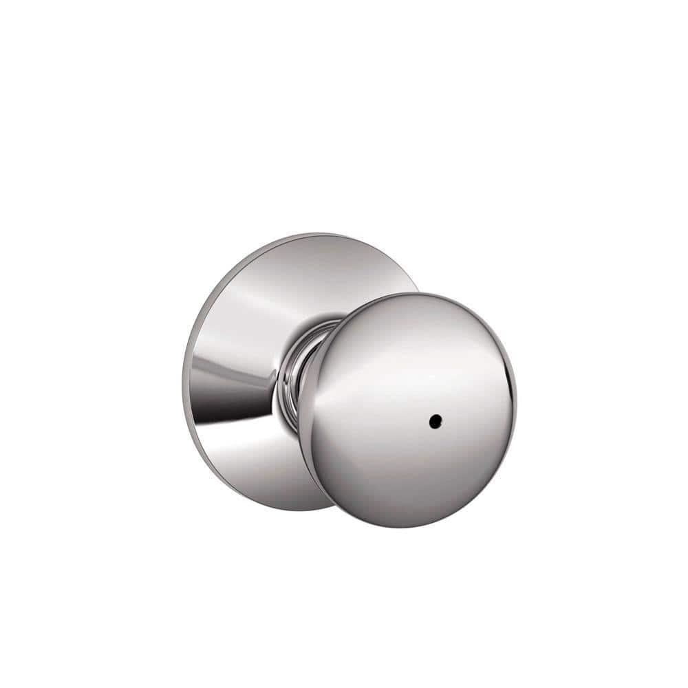 Schlage Plymouth Bright Chrome Privacy Bed/Bath Door Knob F40 PLY 625 The  Home Depot