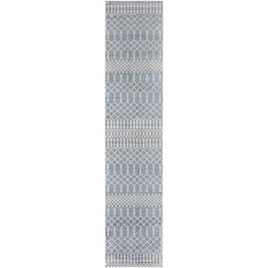Astra Machine Washable Blue 2 ft. x 12 ft. Moroccan Transitional Kitchen Runner Area Rug