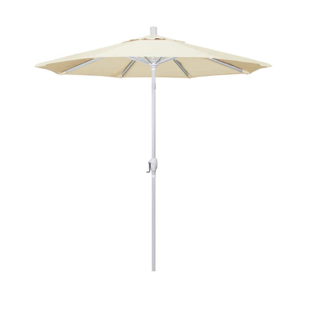 7.5 ft. White Aluminum Pole Market Aluminum Ribs Push Tilt Crank Lift Patio Umbrella in Canvas Sunbrella price history on PriceWatchPro