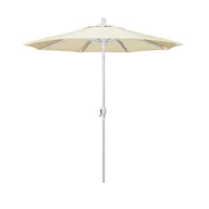 7.5 ft. White Aluminum Pole Market Aluminum Ribs Push Tilt Crank Lift Patio Umbrella in Canvas Sunbrella