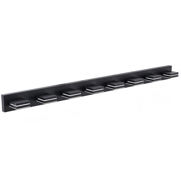 63 in. 8-Light Black LED Vanity Light Wall Sconce with Square Shade, Sleek Minimalist Design