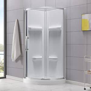 Maia 32 in. x 79.50 in. Corner Drain Corner Shower Kit in Clear and Chrome
