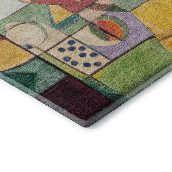Mayfield Premium Machine Washable Abstract AMF1758 Gold 5 ft. x 7 ft. 6 in. Area Rug