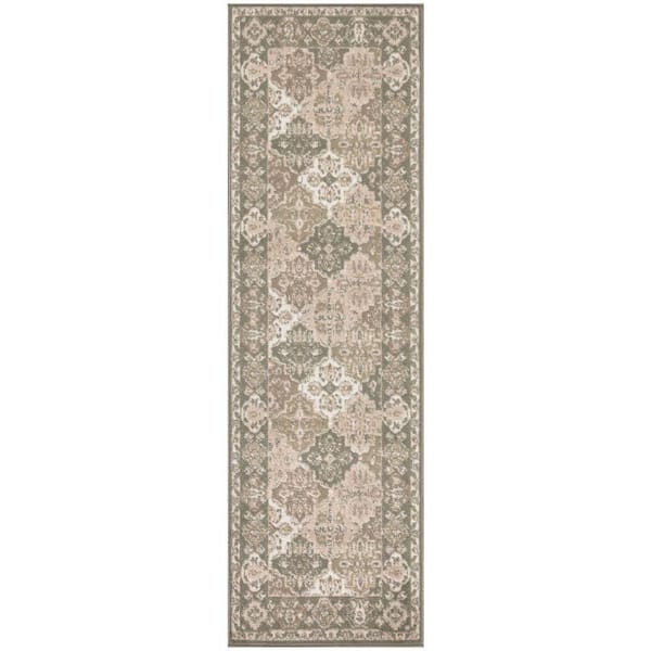 Nourison Grafix Green 2 ft. x 8 ft. Center medallion Traditional Runner Area Rug