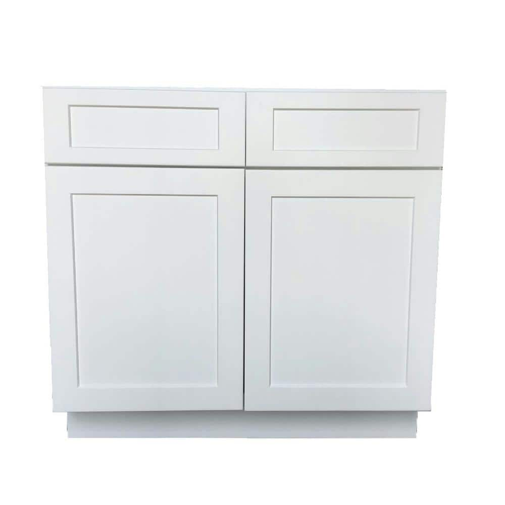 Bremen Shaker Ready to Assemble 33 x 34.5 x 24 in. Base Cabinet with 2 Doors and 2 Drawers in White -  Bremen Cabinetry, SW-B33