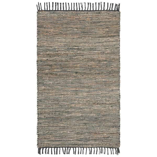 SAFAVIEH Vintage Leather Gray Doormat 2 ft. x 3 ft. Solid Speckled Gradient Area Rug