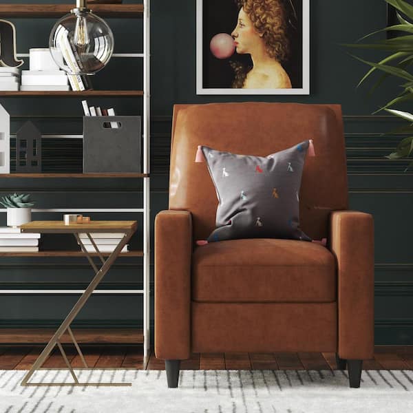Lana Camel Faux Leather Pushback Recliner