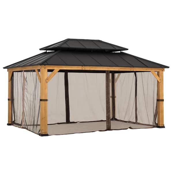 Sunjoy Replacement Mosquito Netting, Waterproof 4-Panels Screen Walls for 12 ft. x 16 ft. Gazebo, Patio and Backyard Protection