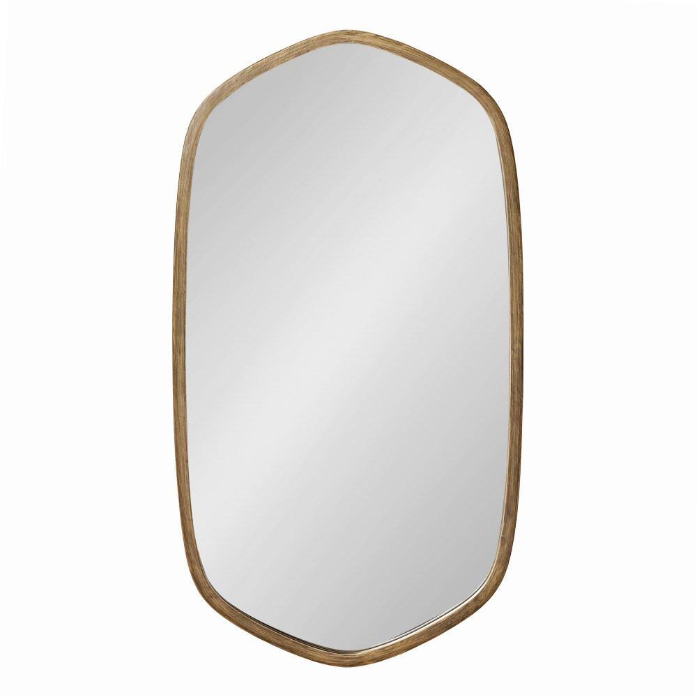 Gold Oblong Hexagon Metal Framed Wall Mirror, 20 x 36