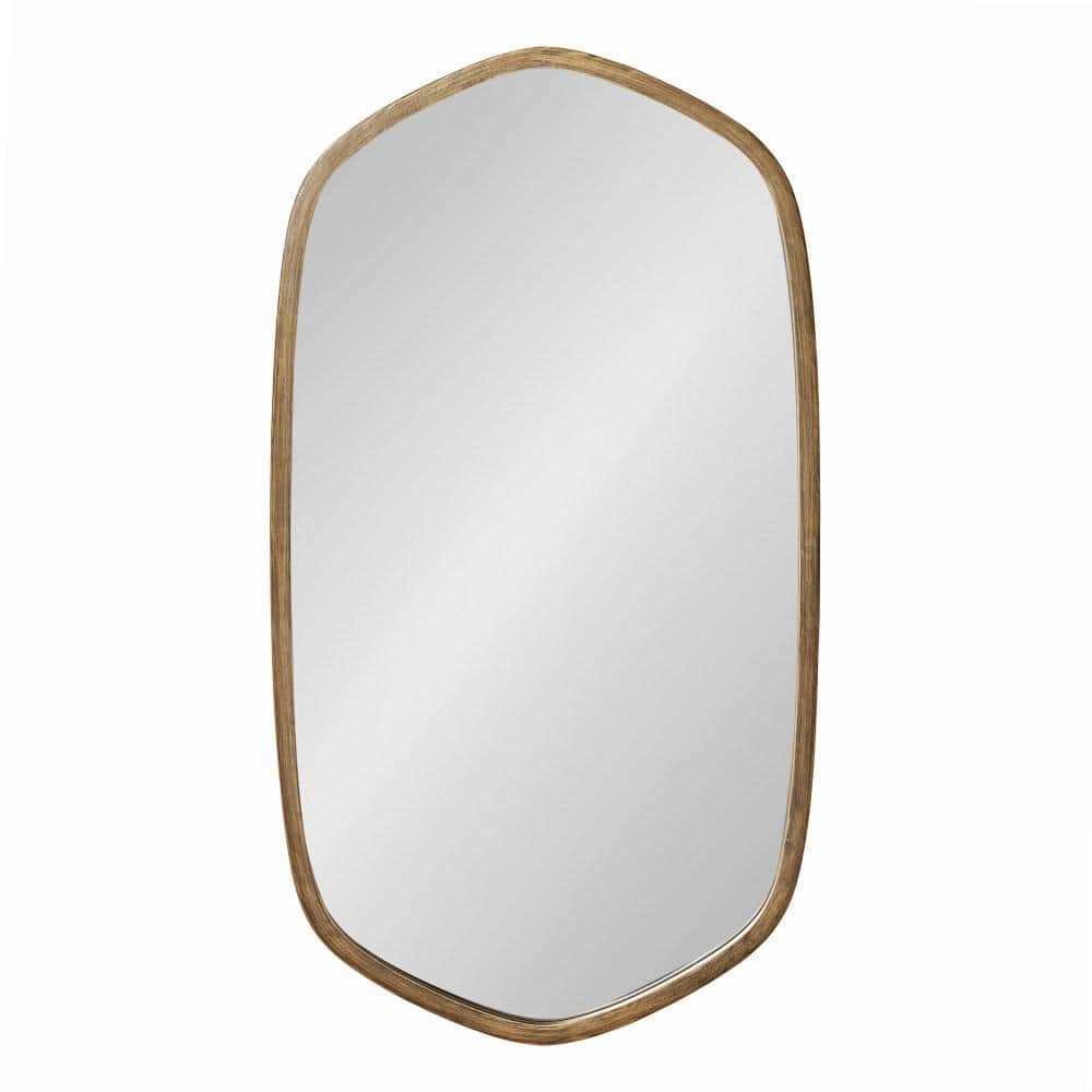 Gold Oblong Hexagon Metal Framed Wall Mirror, 20 x 36