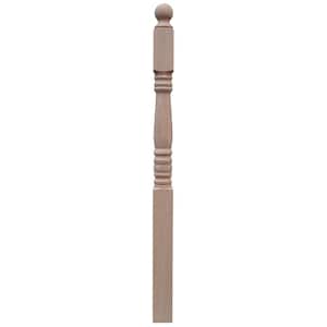 Stair Parts 3500 48 in. x 3 in. Unfinished Red Oak Ball Top Half Newel Post for Stair Remodel