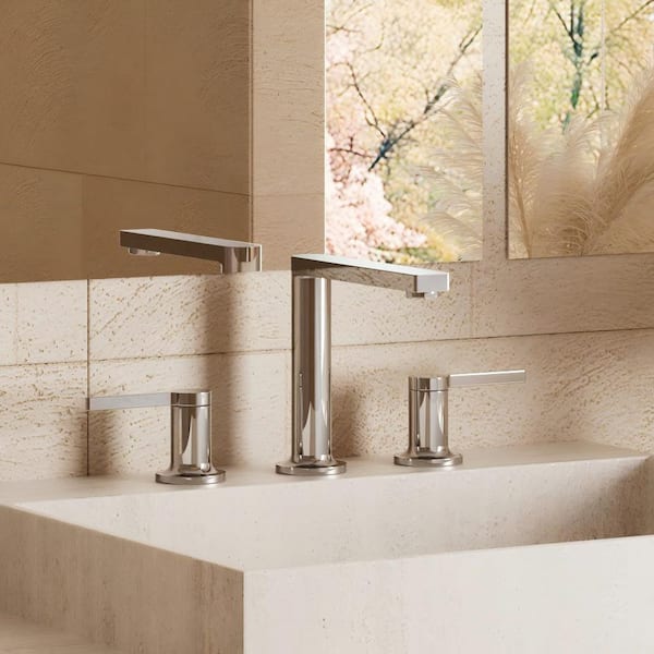 TINIAN 8 in. Widespread Double Handles Bathroom Faucet in Polished Chrome Valve Included (1-Pack)