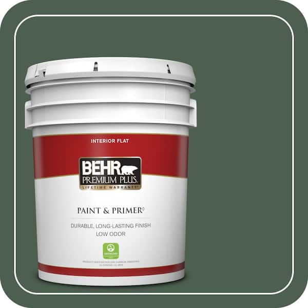 BEHR PREMIUM PLUS 5 gal. #N400-7 Vine Leaf Flat Low Odor Interior Paint & Primer