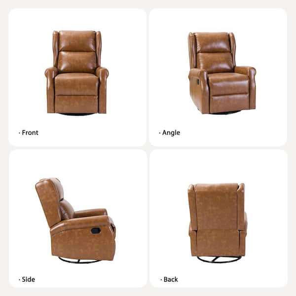JAYDEN CREATION Chiang Camel Faux Leather Swivel Recliner