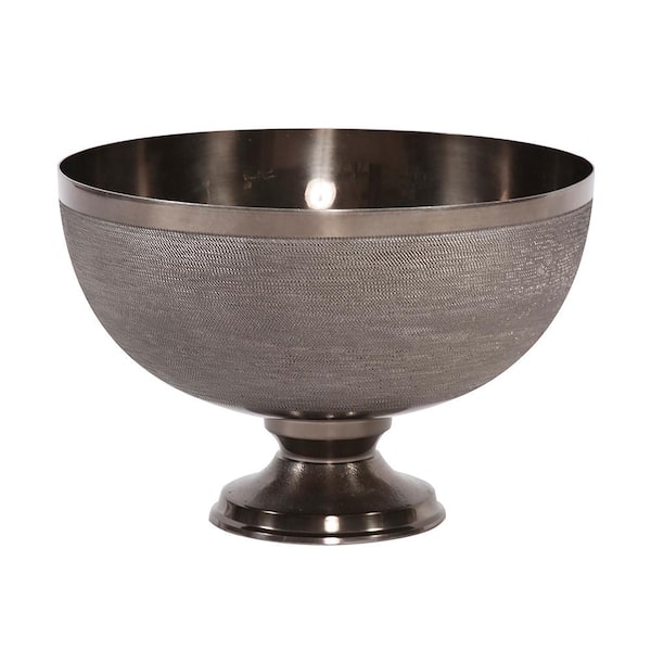 Marley Forrest Textured Smoke Black Metal Footed Bowl, Small
