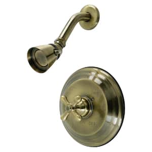 Restoration Single Handle 1-Spray Shower Faucet 1.8 GPM with Corrosion Resistant in Antique Brass