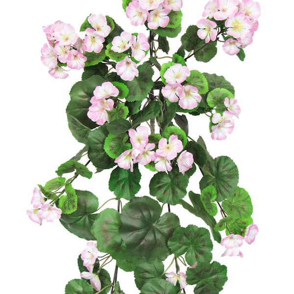 30 in. Pink Artificial Geranium Flower Stem Hanging Spray Bush
