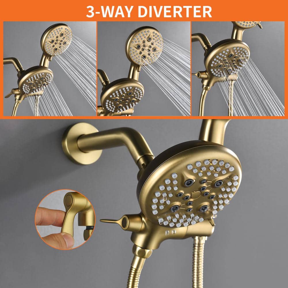 Brushed Gold Multi-Head Rain Shower System with Handheld