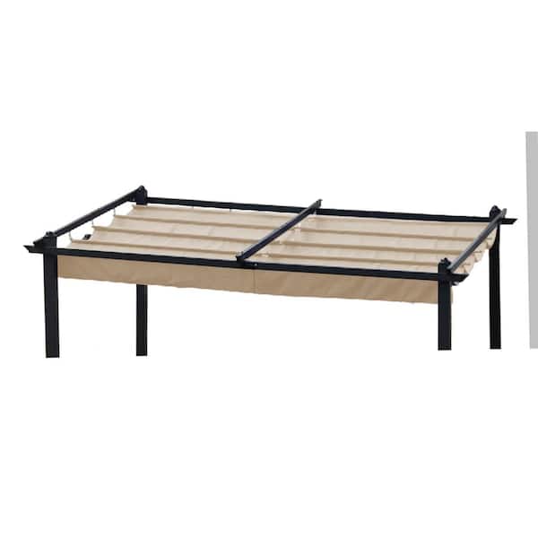 Unbranded 13 ft. x 10 ft. Beige Outdoor Patio Retractable Pergola Sunshelter Replacement Canopy Top