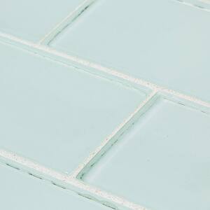 Morning Mist Blue 3 in. x 6 in. Glossy Glass Wall Tile (1 sq. ft./ pack)