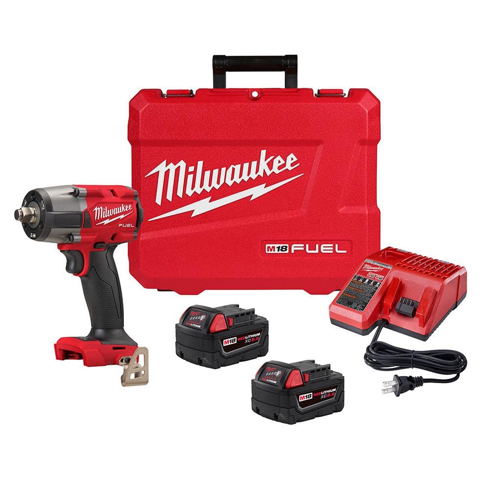 Milwaukee M18 FUEL GEN-2 18V Lithium-Ion Brushless Cordless Mid Torque 1/2  in. Impact Wrench with Friction Ring Kit 2962-22 The Home Depot